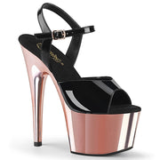 ADORE-709 Black Patent/Rose Gold Chrome Platform Sandal Pleaser US Size (Women's): 5