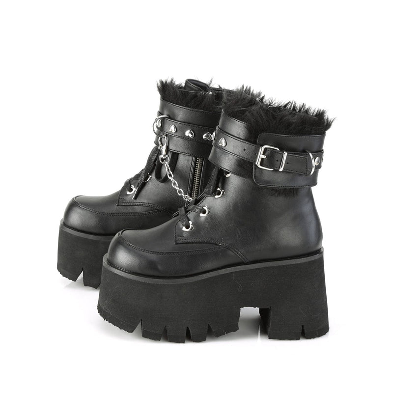 ASHES-57 Black Vegan Leather Ankle Boot Demonia US Size (Women's): 6