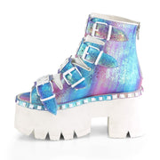 ASHES-70 Purple Multi Iridescent Vegan Leather Ankle Boot Demonia US Size (Women's): 6