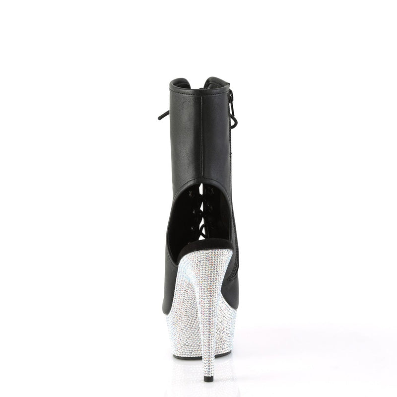 BEJEWELED-1016-6 Black Faux Leather/Silver AB Rhinestones Pleaser US Size (Women's): 5