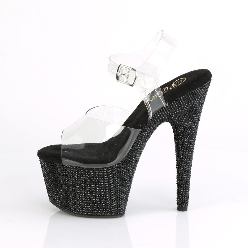 BEJEWELED-708DM Clear/Black Rhinestones Shoes Pleaser US Size (Women's): 5