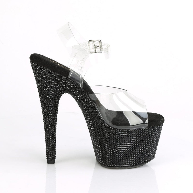 BEJEWELED-708DM Clear/Black Rhinestones Shoes Pleaser US Size (Women's): 5