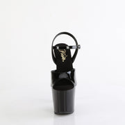 BLISS-709 Black Patent/Black-Silver Chrome Pleaser US Size (Women's): 5