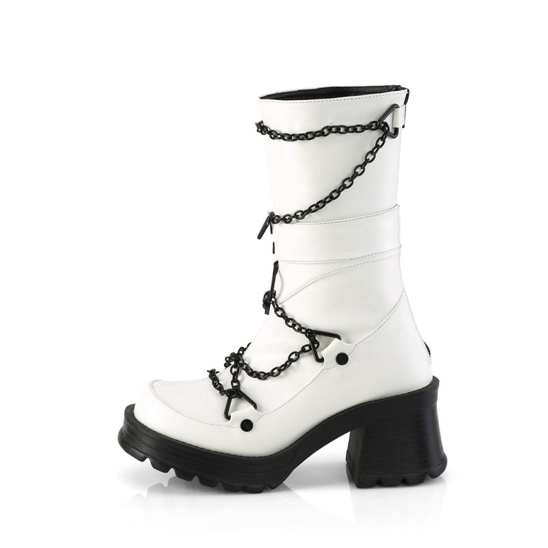 BRATTY-120 White Vegan Leather Demonia US Size (Women's): 6