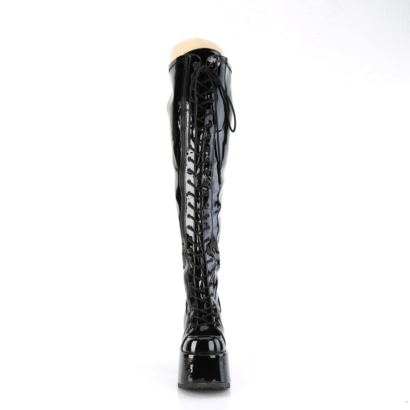 CAMEL-300WC Black Stretch Patent Demonia US Size (Women's): 6