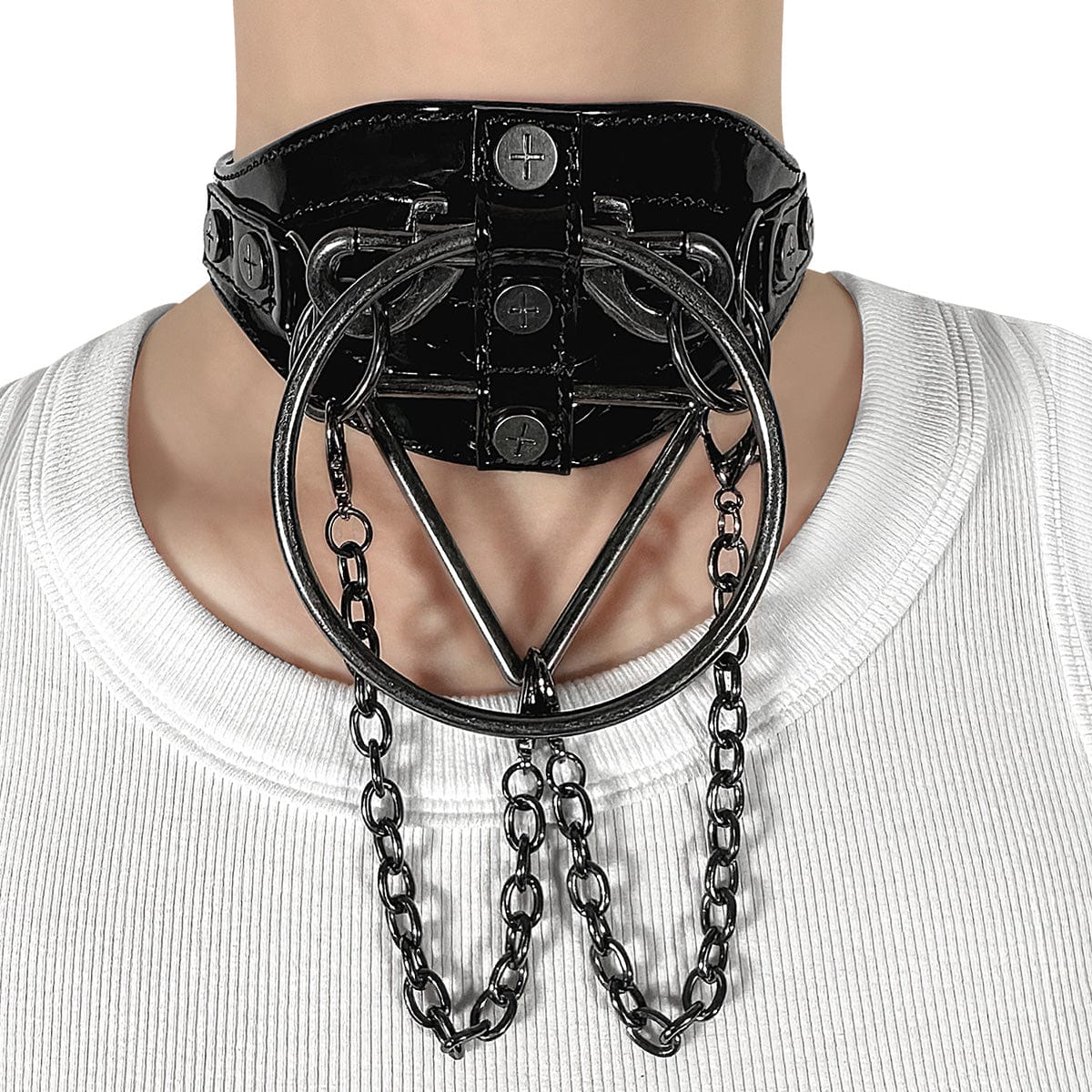 DA-205 Black Patent Faux Leather Choker