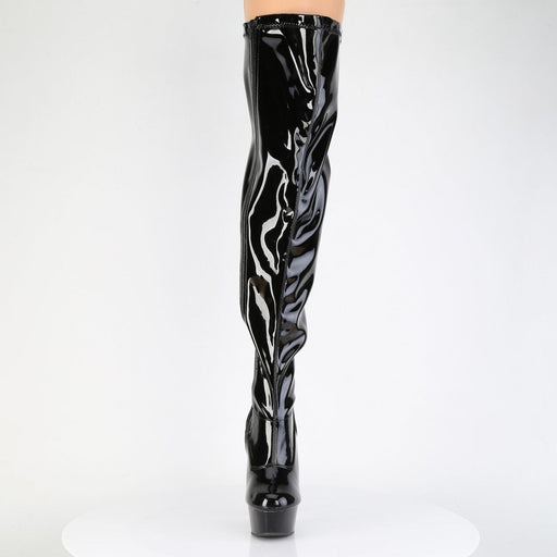 DELIGHT-3000WCF Black Stretch Patent/Black Pleaser US Size (Women's): 7