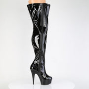 DELIGHT-3000WCF Black Stretch Patent/Black Pleaser US Size (Women's): 7