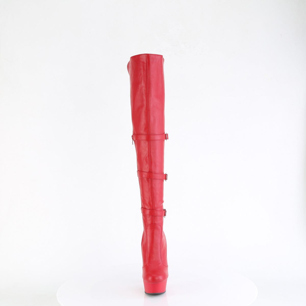 DELIGHT-3018 Red Stretch Faux Leather/Red Matte Pleaser US Size (Women's): 5