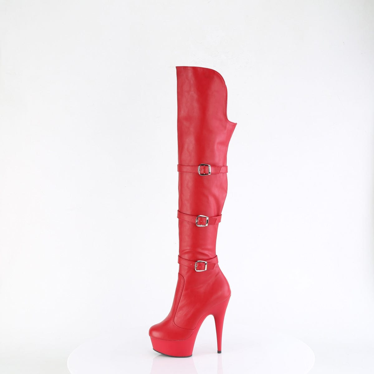 DELIGHT-3018 Red Stretch Faux Leather/Red Matte Pleaser US Size (Women's): 5