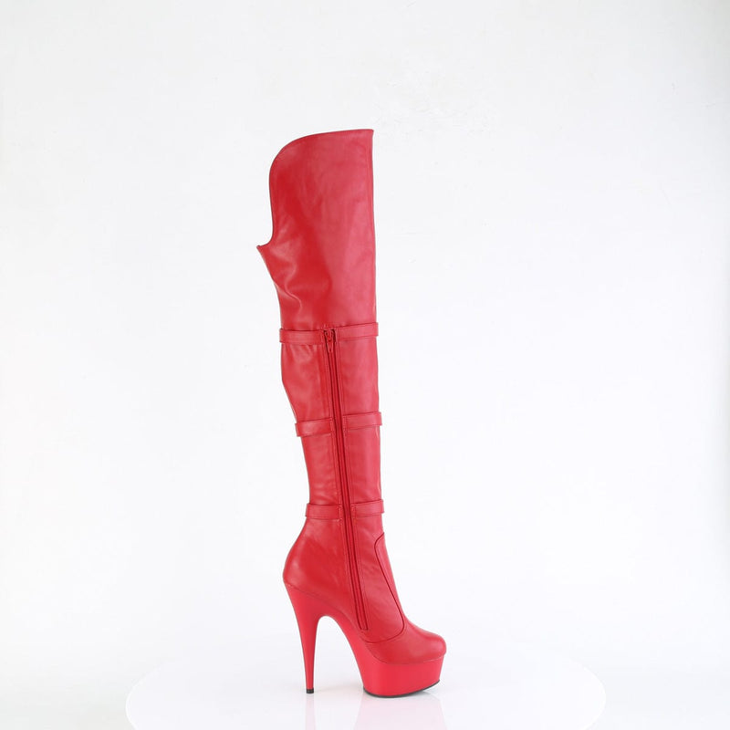 DELIGHT-3018 Red Stretch Faux Leather/Red Matte Pleaser US Size (Women's): 5