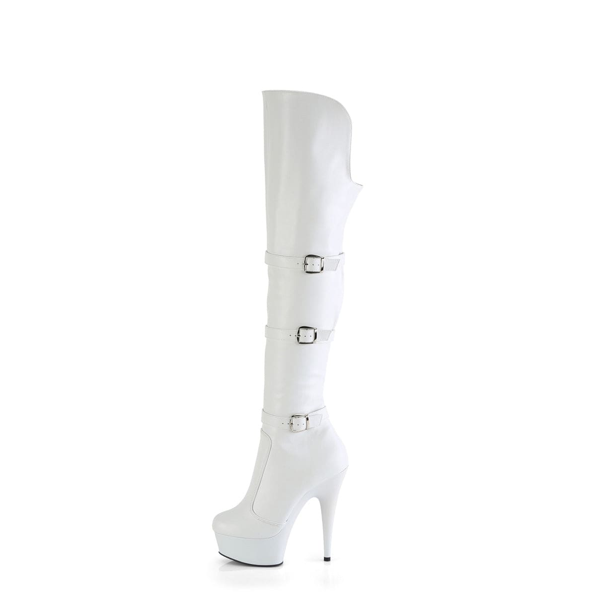 DELIGHT-3018 White Stretch Faux Leather/White Matte