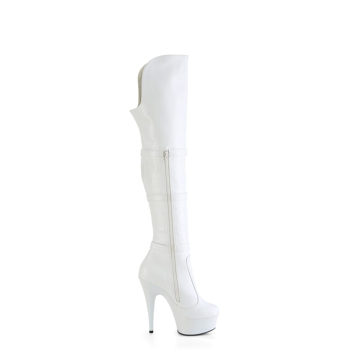 DELIGHT-3018 White Stretch Faux Leather/White Matte