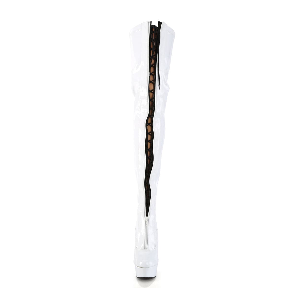 DELIGHT-3027 White-Black Stretch Patent/White Pleaser US Size (Women's): 5