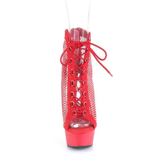 DELIGHT-600-33RM Red Faux Suede-Rhinestones Mesh/Red Matte Pleaser US Size (Women's): 5