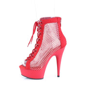 DELIGHT-600-33RM Red Faux Suede-Rhinestones Mesh/Red Matte Pleaser US Size (Women's): 5