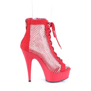 DELIGHT-600-33RM Red Faux Suede-Rhinestones Mesh/Red Matte Pleaser US Size (Women's): 5