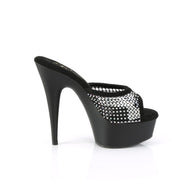 DELIGHT-601-6RM Black Faux Suede-Rhinestones Mesh/Black Matte Pleaser US Size (Women's): 5