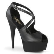 DELIGHT-621 Black Faux Leather/Black Matte Platform Sandal Pleaser US Size (Women's): 5