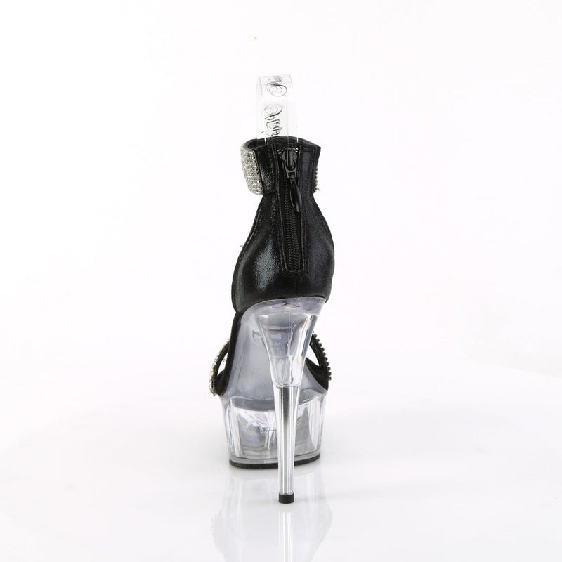 DELIGHT-641 Black Shimmery Fabric/Clear Pleaser US Size (Women's): 5