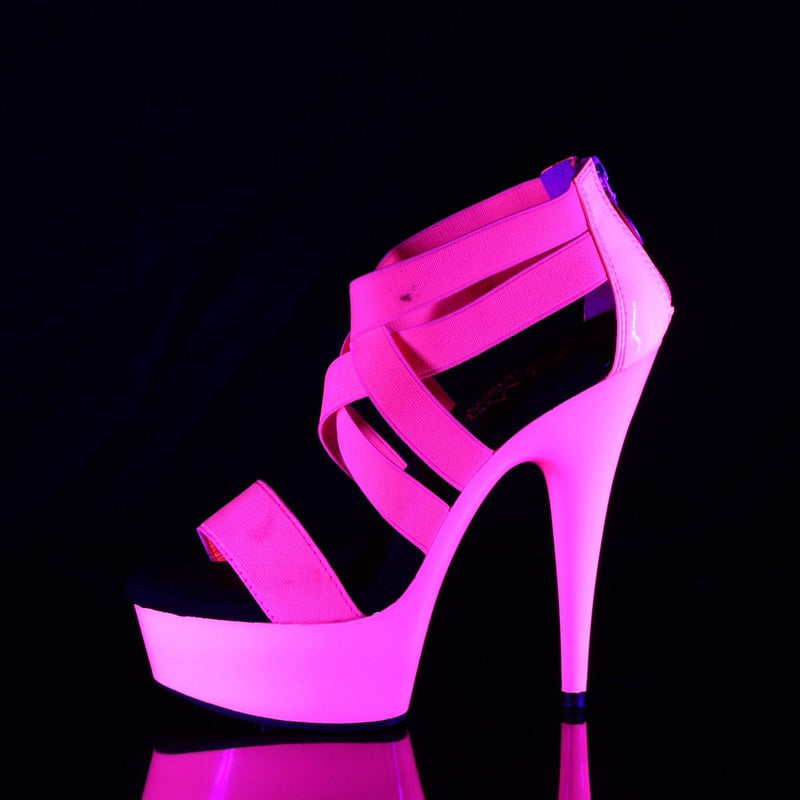 DELIGHT-669UV Neon Hot Pink Elastic Band-Patent/Neon Hot P. Platform Sandal Pleaser US Size (Women's): 5