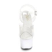 DISCOLITE-708 Clear/White Glow Platform Sandal Pleaser US Size (Women's): 5