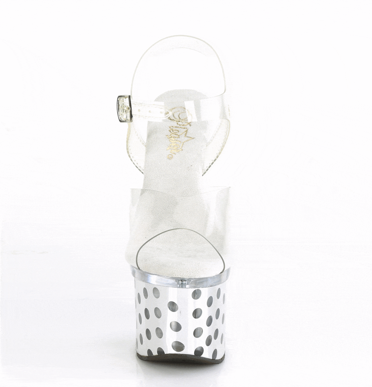 DISCOLITE-708DOTS Clear/Silver Chrome Platform Sandal Pleaser US Size (Women's): 5