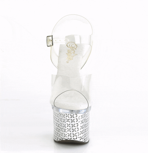 DISCOLITE-708FLP Clear/Silver Chrome Platform Sandal Pleaser US Size (Women's): 5