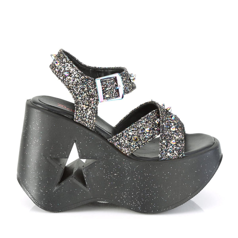 DYNAMITE-02 Black Multi Glitter Shoes Demonia US Size (Women's): 6