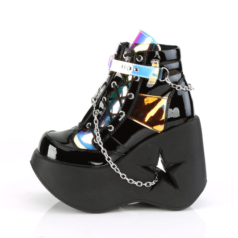 DYNAMITE-101 Black Patent -Magic Mirror TPU Ankle Boot Demonia US Size (Women's): 6