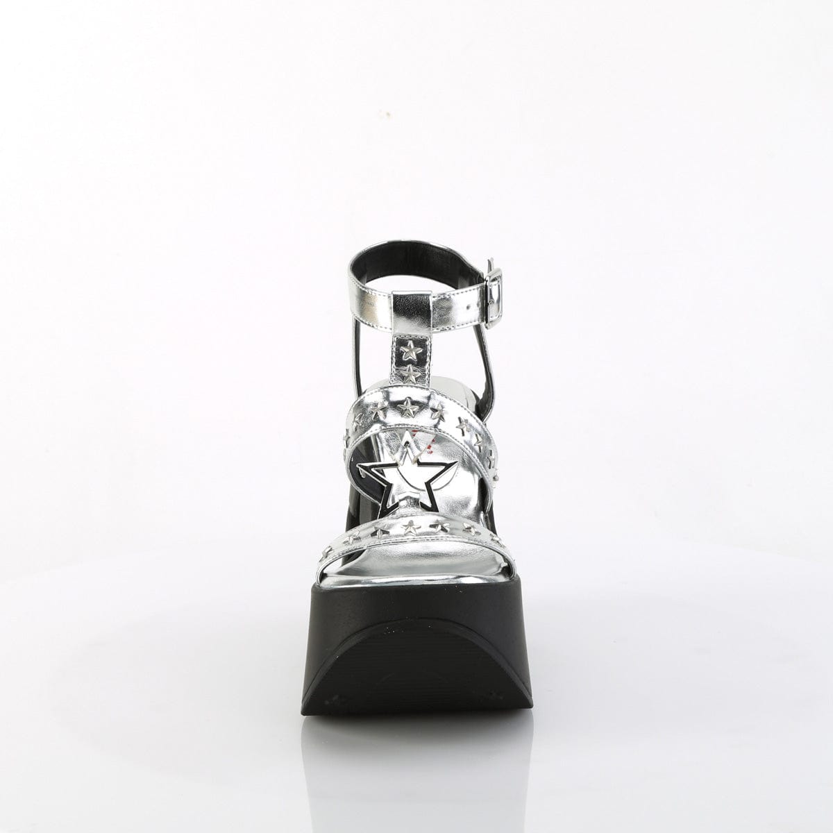 DYNAMITE-12 Silver Metallic Vegan Leather Demonia US Size (Women's): 6