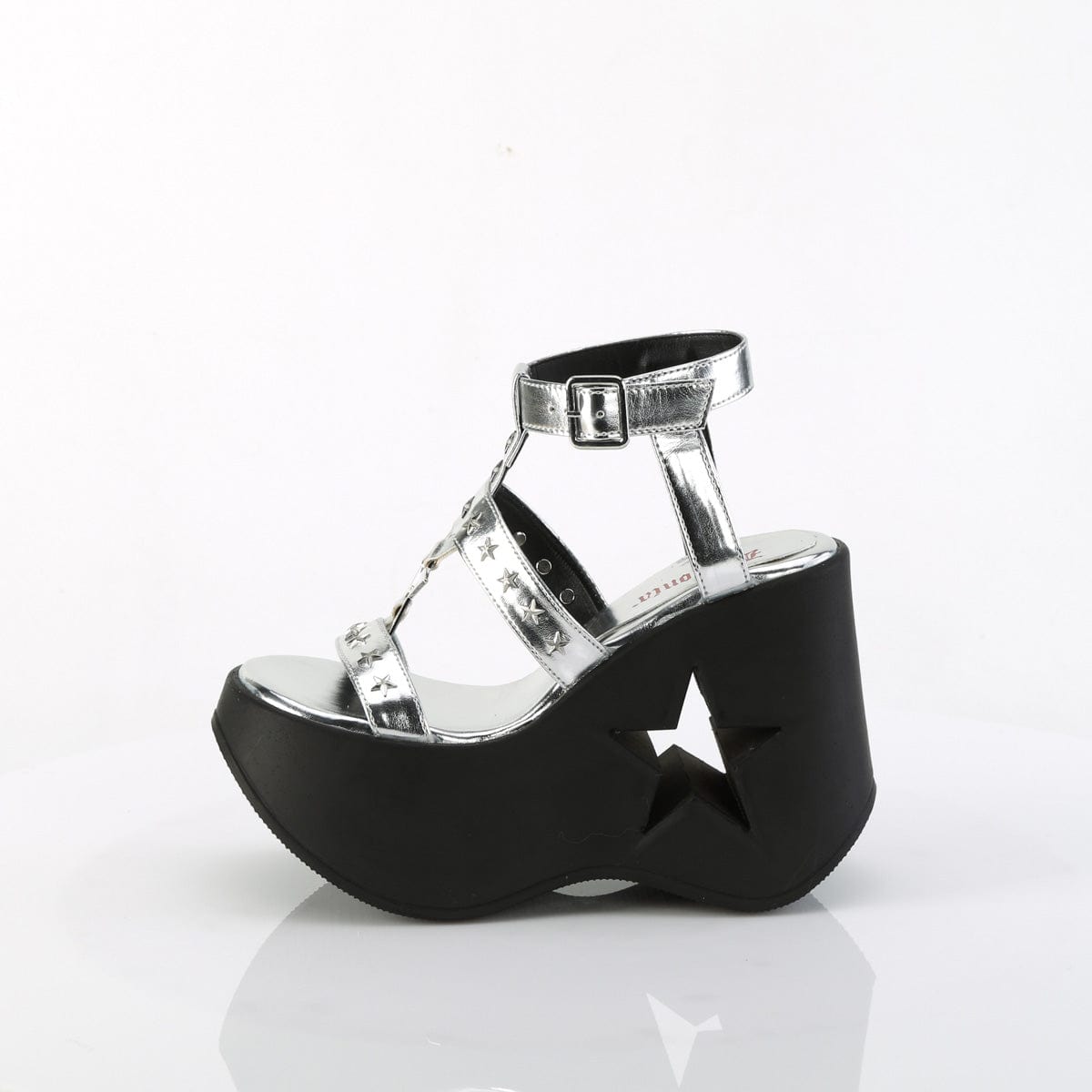 DYNAMITE-12 Silver Metallic Vegan Leather Demonia US Size (Women's): 6