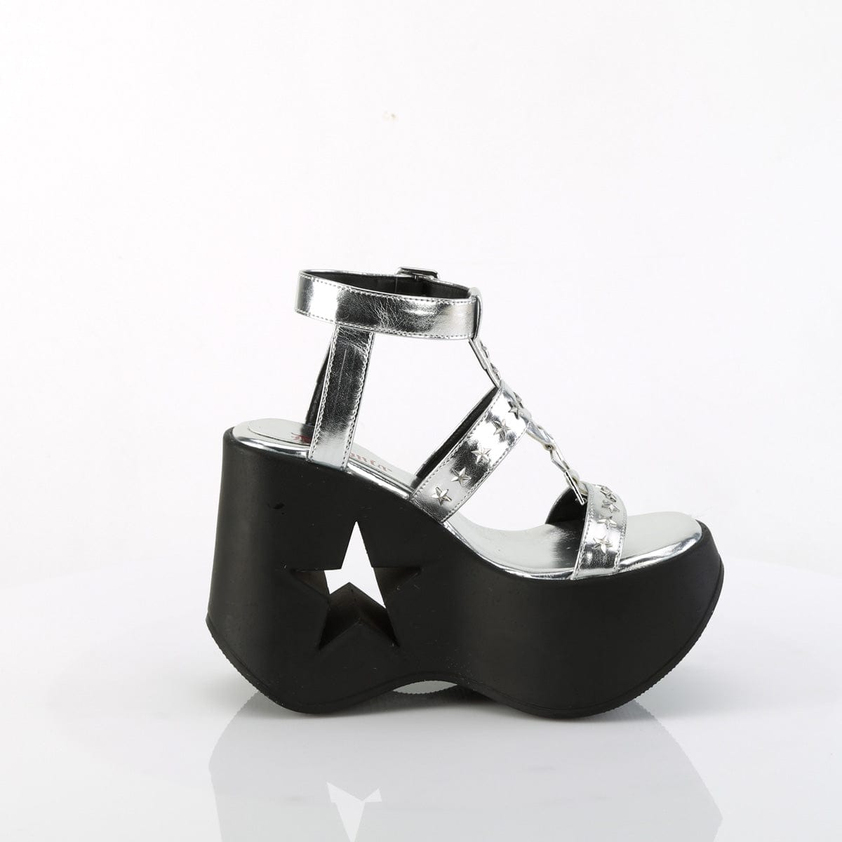 DYNAMITE-12 Silver Metallic Vegan Leather Demonia US Size (Women's): 6