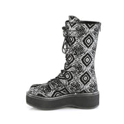 EMILY-322 Black-Silver Faux Nubuck Leather Mid-Calf Boot Demonia US Size (Women's): 6