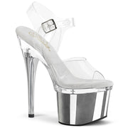 ESTEEM-708 Clear/Clear-Silver Chrome Pleaser US Size (Women's): 5