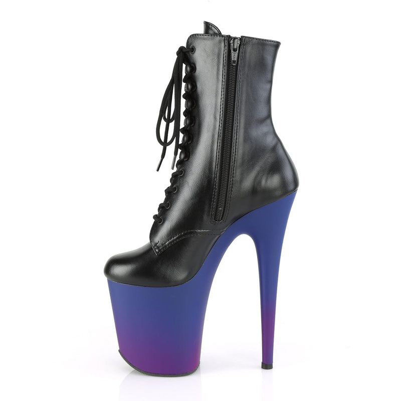 FLAMINGO-1020BP Black Faux Leather/Blue-Purple Ombre Ankle Boot Pleaser US Size (Women's): 5