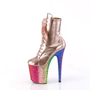 FLAMINGO-1020HG Rose Gold Hologram Patent/Rainbow Glitter Pleaser US Size (Women's): 5
