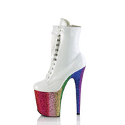 FLAMINGO-1020HG White Hologram Patent/Rainbow Glitter Pleaser US Size (Women's): 5