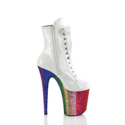 FLAMINGO-1020HG White Hologram Patent/Rainbow Glitter Pleaser US Size (Women's): 5
