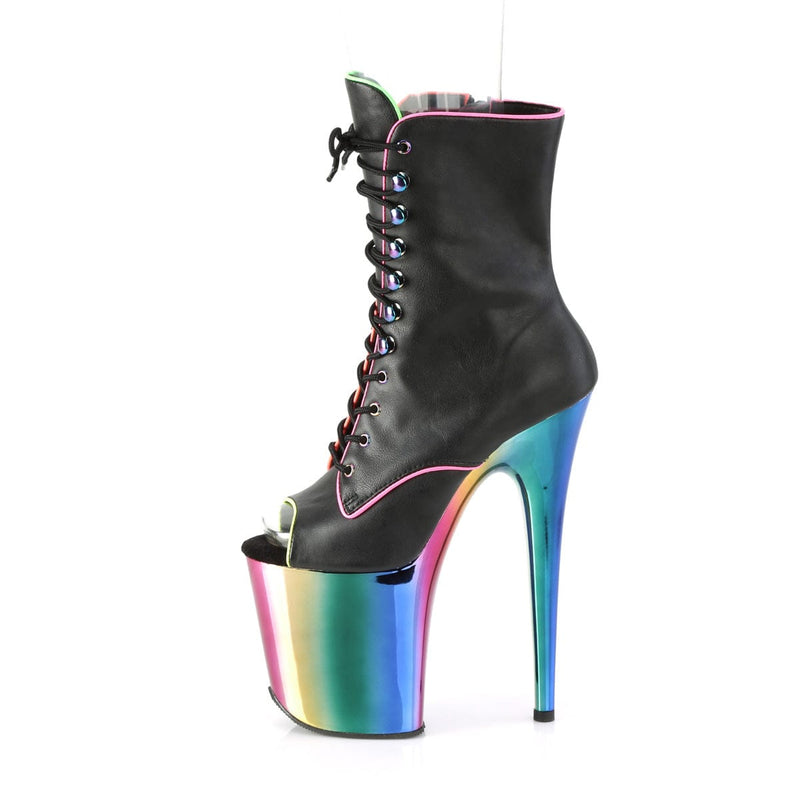 FLAMINGO-1021RC-02 Black Patent/Rainbow Chrome Ankle Boot Pleaser US Size (Women's): 5