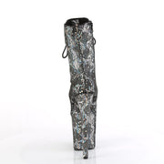 FLAMINGO-1040S Platform Silver Metallic Hologram Snake Print Fabric/M Pleaser US Size (Women's): 5