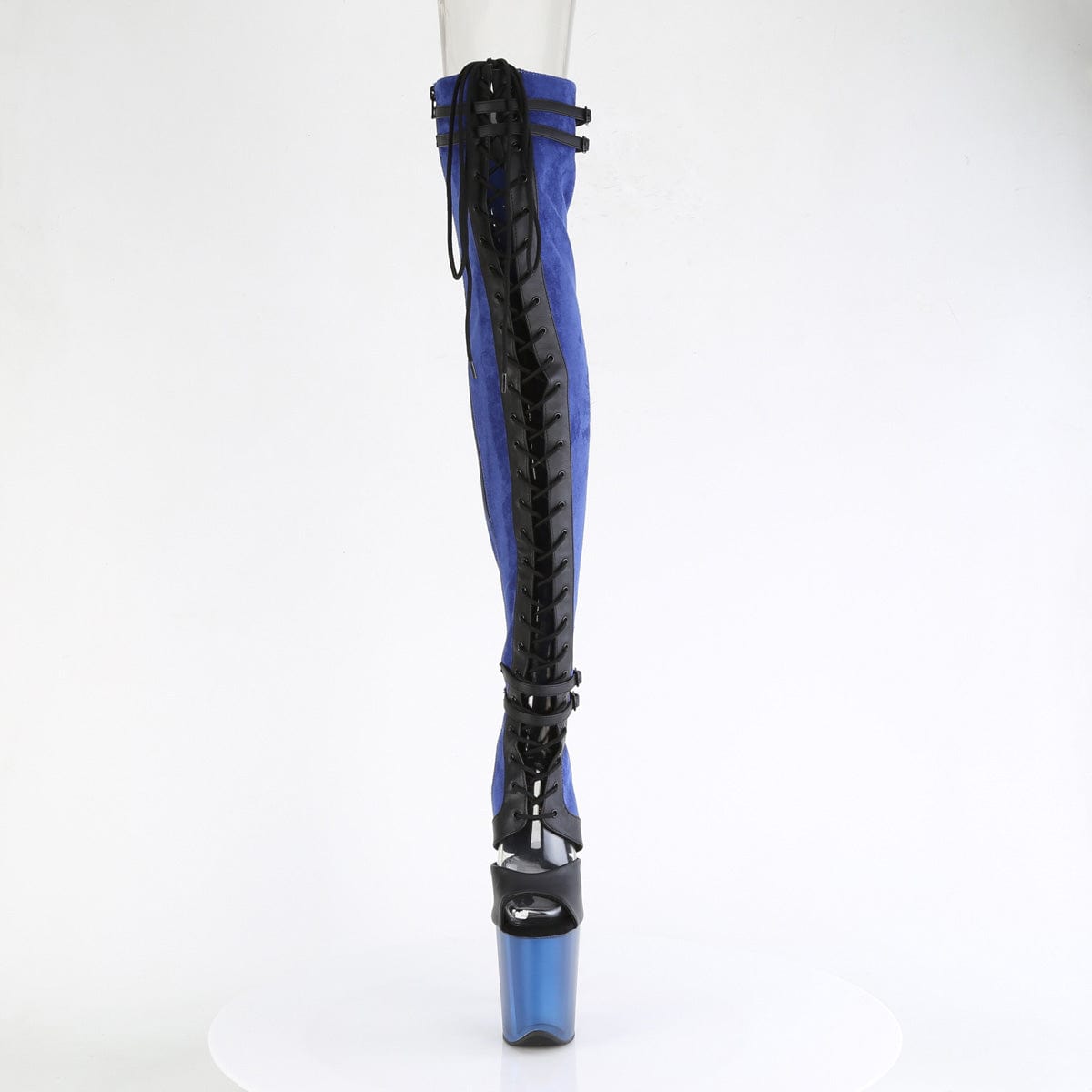 FLAMINGO-3027 Blue Faux Suede-Black Faux Leather/Frosted Blue Pleaser US Size (Women's): 6