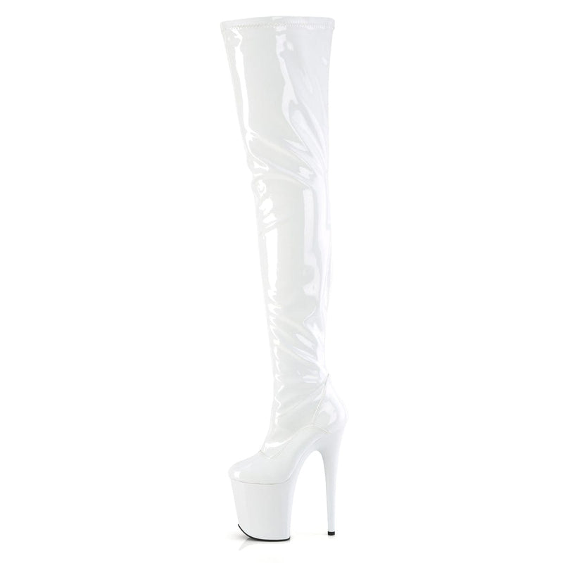 FLAMINGO-4000 White Stretch Patent/White Pleaser US Size (Women's): 5