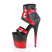 FLAMINGO-800-15 Black Faux Leather-Red Patent/Black-Red Matte Platform Sandal Pleaser US Size (Women's): 5