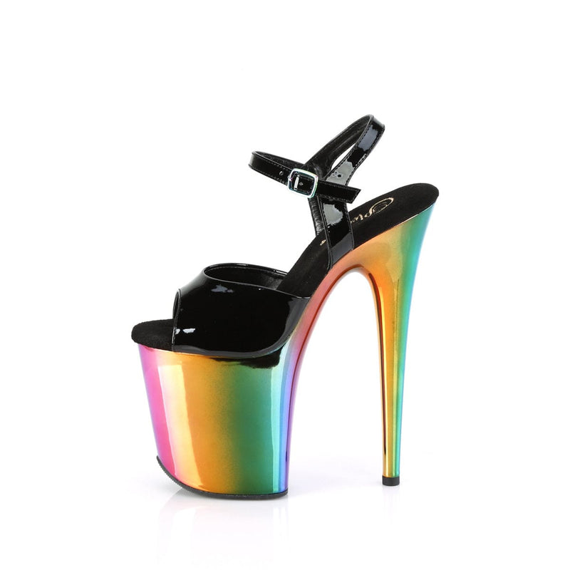 FLAMINGO-809RC Black Patent/Rainbow Chrome Platform Sandal Pleaser US Size (Women's): 5