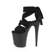 FLAMINGO-876 Black Faux Suede/Black Matte Platform Sandal Pleaser US Size (Women's): 5