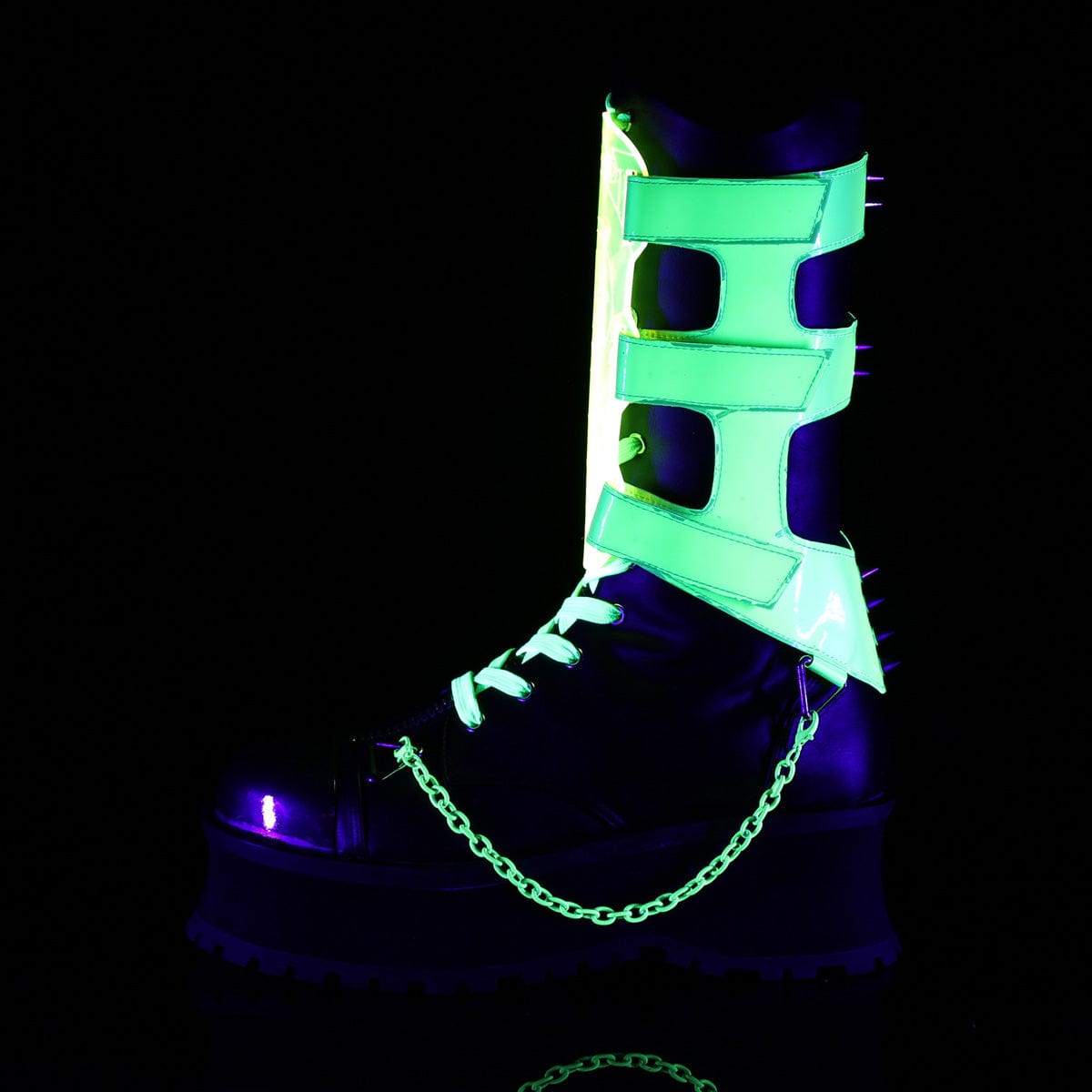 GRAVEDIGGER-255 Black Vegan Leather Mid-Calf Boot Demonia US Size (Unisex/Men's): 4