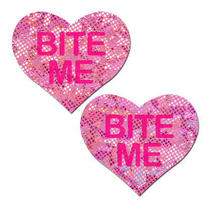 Love: Disco Pink Heart with 'Bite Me' Nipple Pasties