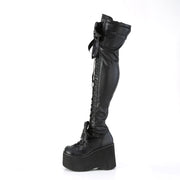 KERA-303 Black Stretch Vegan Leather Thigh Boot Demonia US Size (Women's): 5