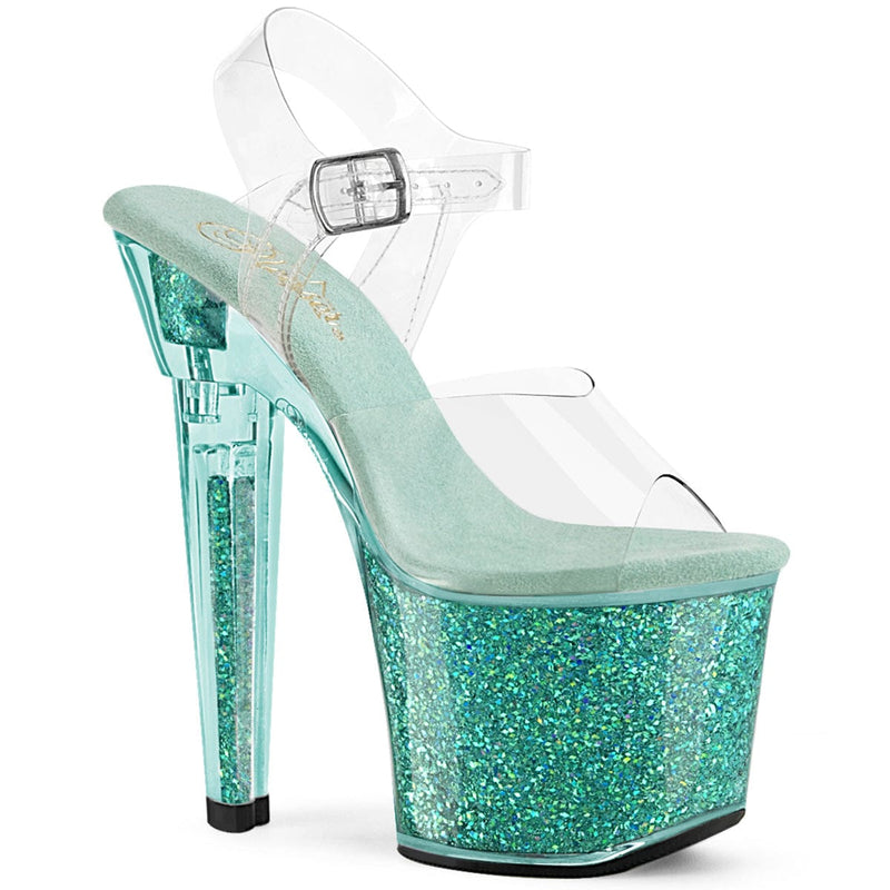 LOVESICK-708SG Clear/Aqua multi Iridescent Glitters Pleaser US Size (Women's): 5